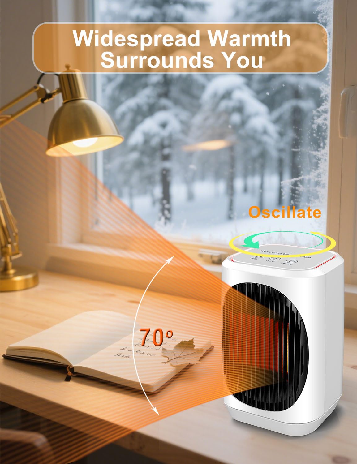 iFTY Small Space Heater for Indoor Use, Portable Electric Heaters with 3 Modes, 70° Oscillation, Remote Control, Overheating Protection, 1500W PTC Ceramic Fast Safety Heating For Bedroom Office Desk