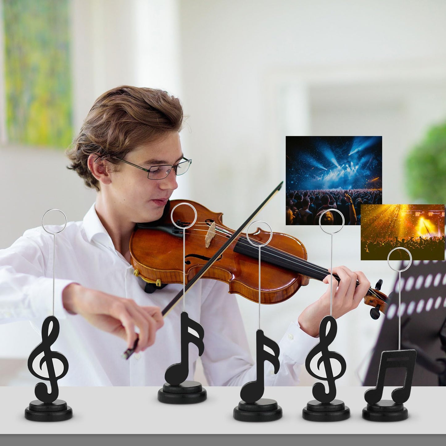 Wenqik 6 Pieces Musical Note Photo Balloon Holder Table Number Place Card Holders Photo Clips Stand Music Note Decoration for Home Picture Themed Party Birthday Wedding Gifts Arts, 3 Styles