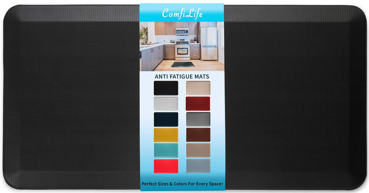 ComfiLife Anti Fatigue Floor Mat – 3/4 Inch Thick Kitchen Mats for Floor, Standing Desk Mat, Kitchen Rug – Comfort at Home, Office – Durable – Stain Resistant – Non-Slip Bottom (20" x 39", Black)