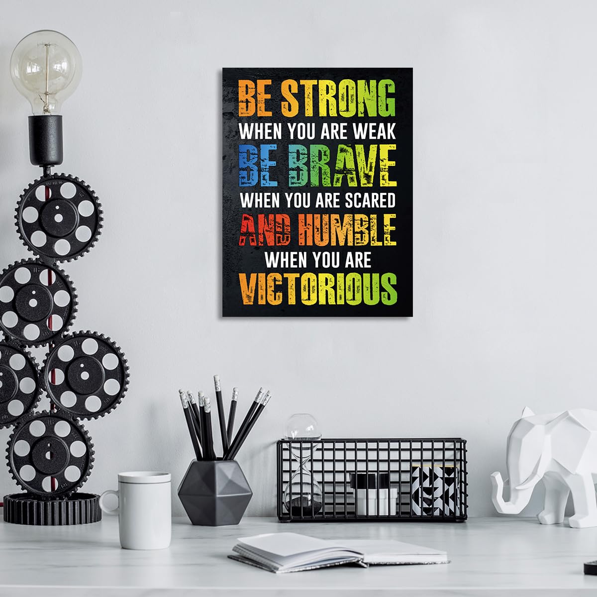 Gwisml Inspirational Canvas Wall Art,Be Strong When You Are Weak Motivational Quotes Canvas Frame Painting Prints Posters Artwork For Home Office Wall Decor