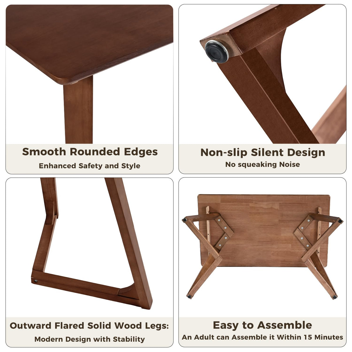 DELAVIN 70.8 Inch Large Solid Wood Dinner Table for 6-8 People, Modern Oak Kitchen Table with Natural Wood Grain, Luxury Rectangular Dining Table for Family, Office, Party, Easy Assembly, Walnut
