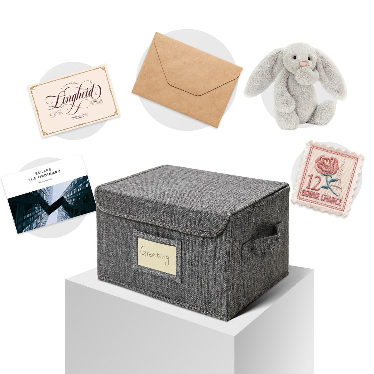 Vienrose Greeting Card Organizer Storage Box with 20 Removable Dividers, 84 Self-stick Labels, Perfect for Photos, Envelopes, Scrapbooking, Paper, Stickers Holder 1 Pack Grey
