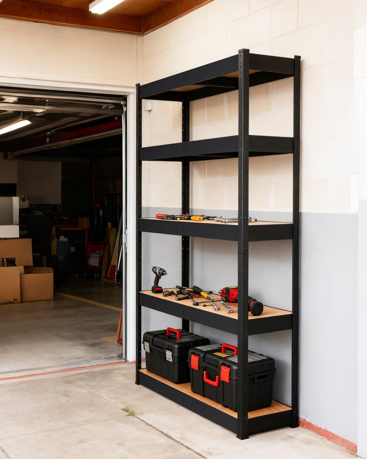 JoanKaren Heavy Duty Garage Shelving, 5-Tier Metal Storage Shelves, 48" x 18" x 72" Standing Shelving Unit, Adjustable Utility Rack for Kitchen Warehouse Industrial Basement