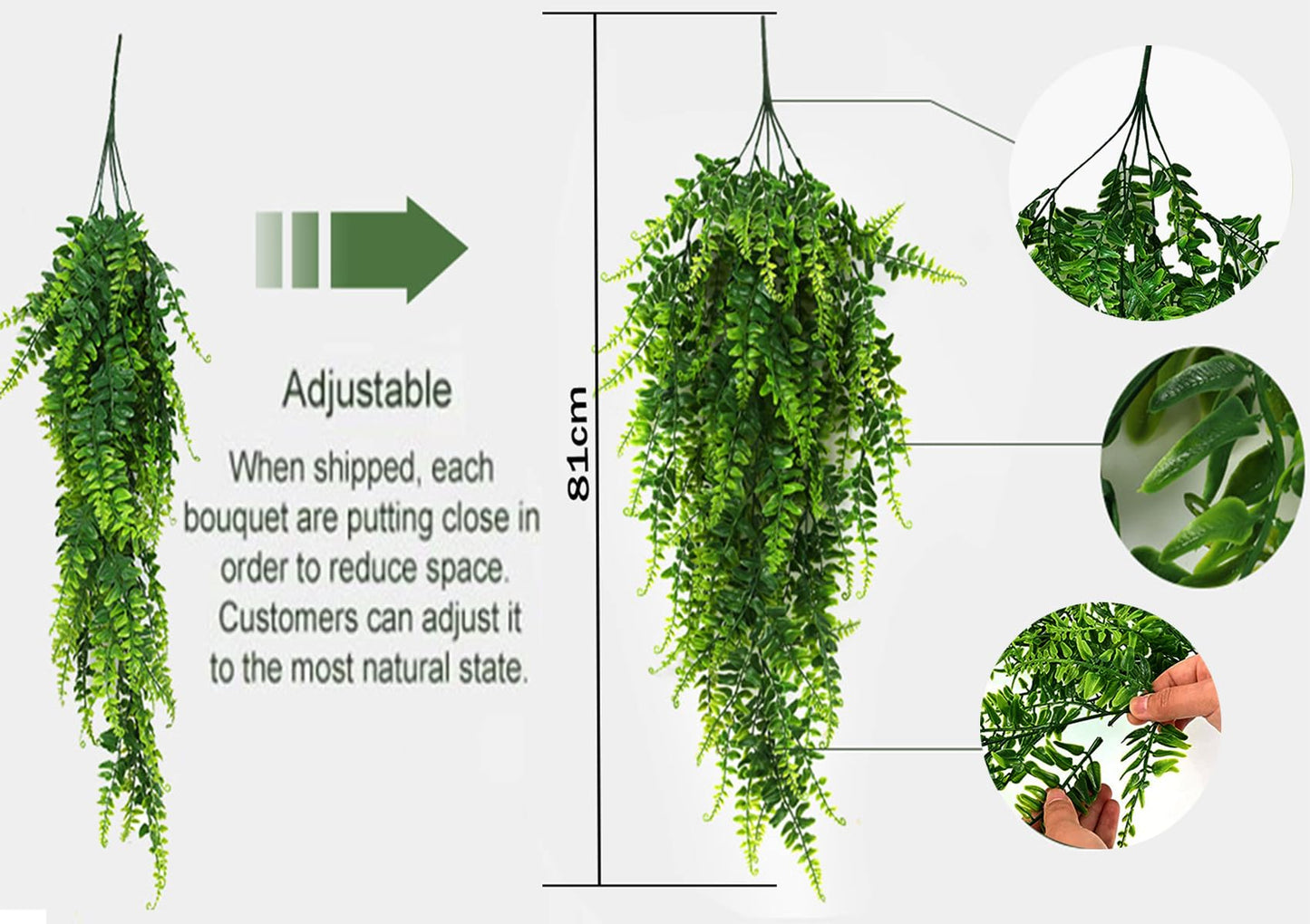 Toprooms Fake Hanging Plants,Artificial Hanging Plant Fake Plants Faux Ivy Vine Wall Hanging Plants Greenery Shelf Home Office Indoor Outdoor Decor (Green, 4 Pcs)