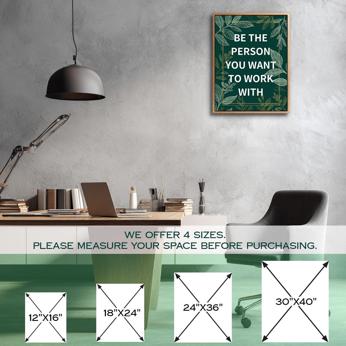 Halioyo Motivational Wall Decor - Framed Inspirational Quotes Canvas Wall Art, Positive Affirmation Office Decor for Workplace Conference Room Reception Lobby, Ready to Hang(12 x 16-inch)