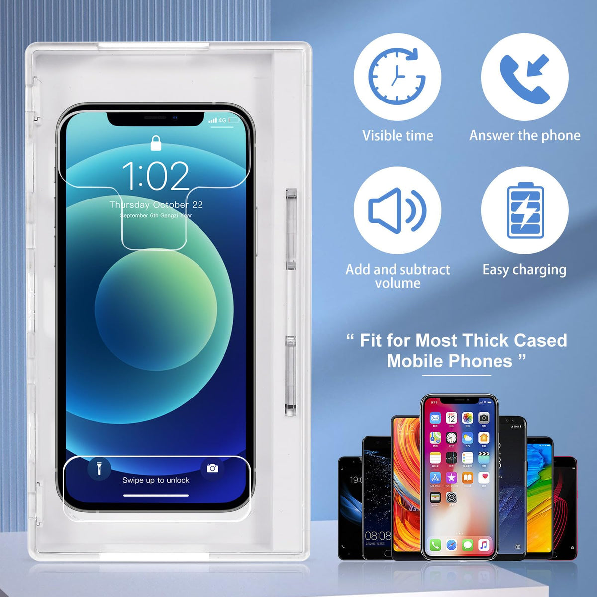 SHINEOFI Cell Phone Lock Box, Portable Phone Locker Case with 2 Keys, Transparent Mobilephone Jail Storage Box for Kids Students Adults Focus, Screen Self-control Timed Locking Container
