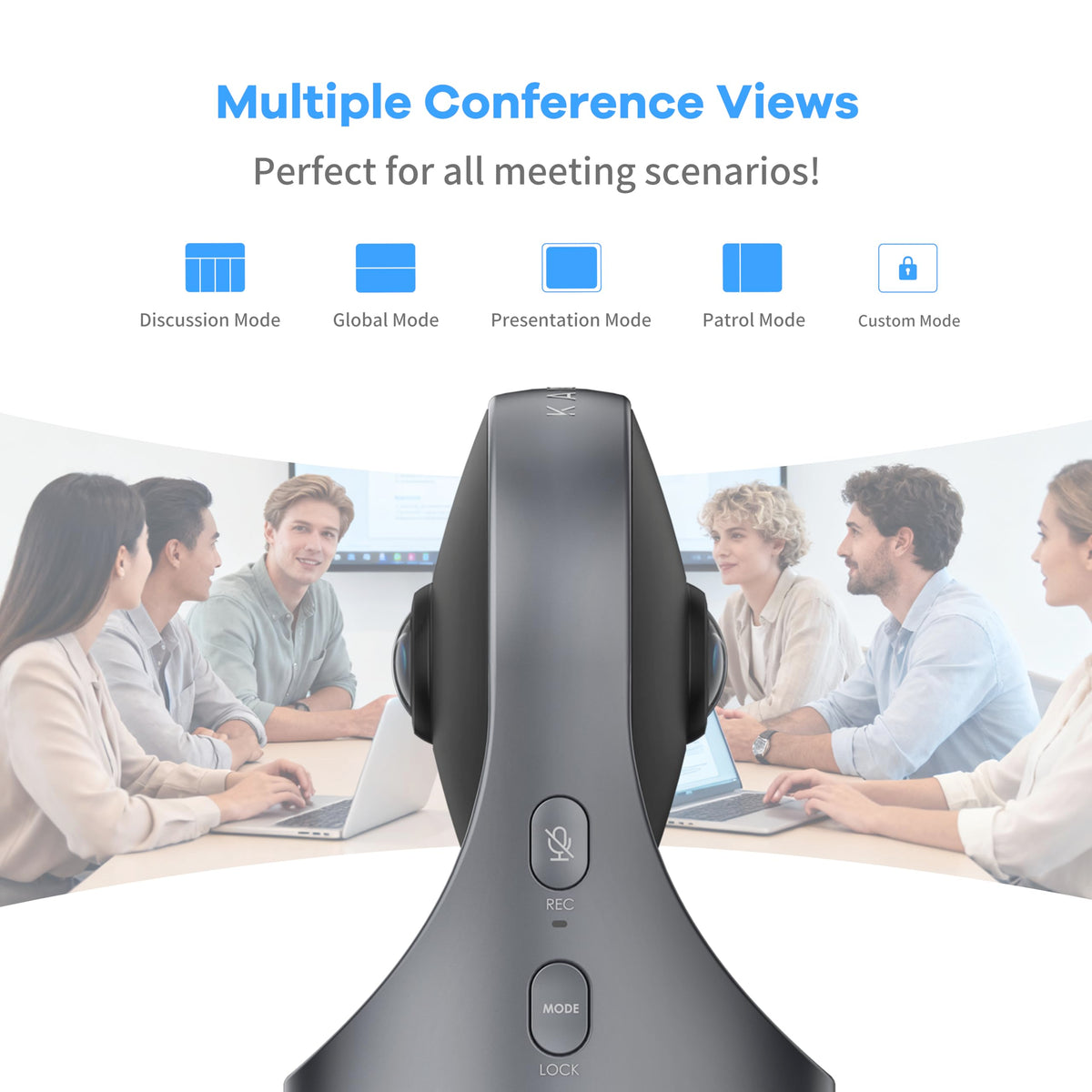 KanDao Meeting Pro 360-degree Video Conference Camera with Microphones and Speakers, AI Tracking, Smart Zooming, Automatic Focus, 4-in-one Standalone Meeting Room Camera System, Wi-fi/HDMI/USB