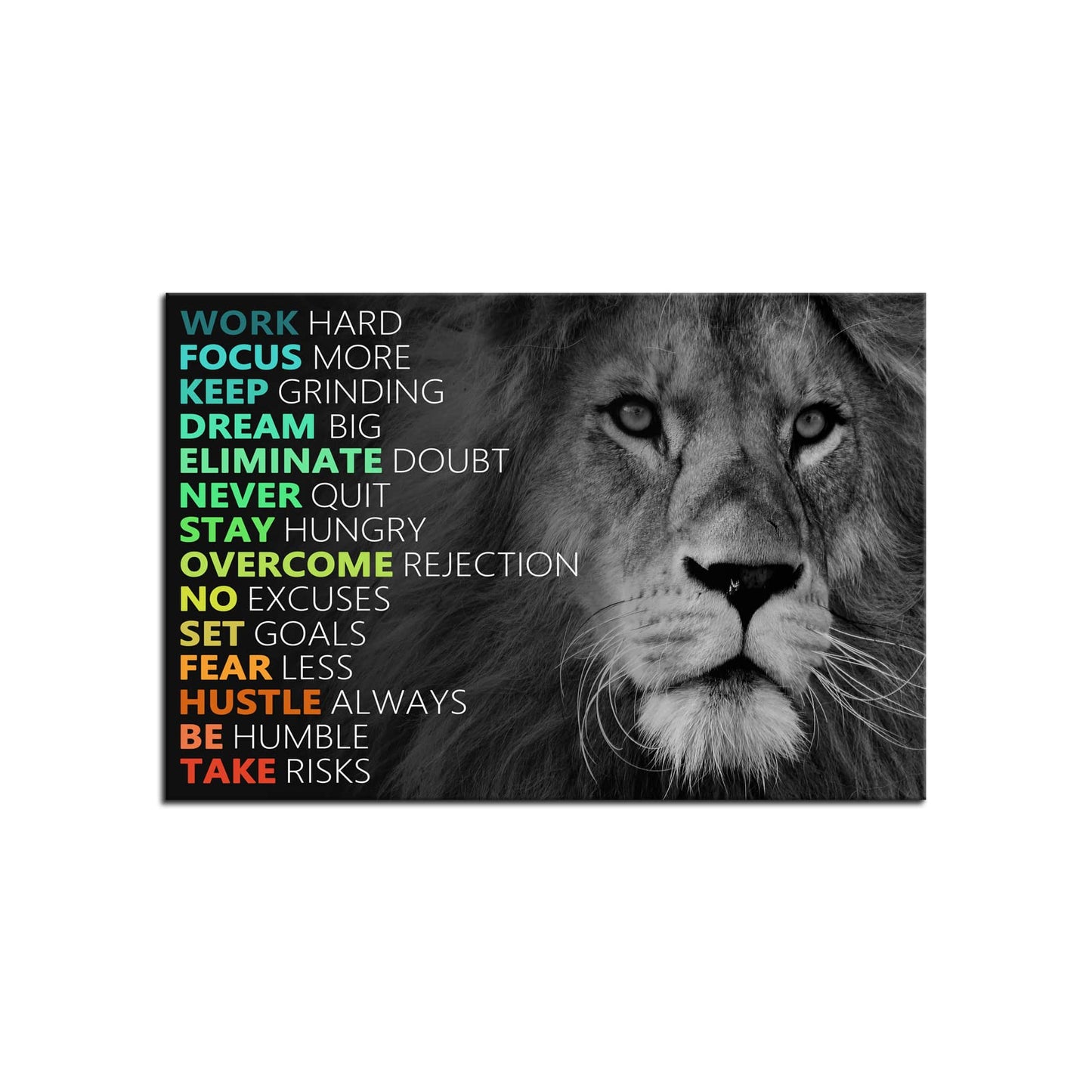 Motivational Poster Animal Inspirational Canvas Wall Art Lion Inspiring Canvas Prints Artwork for Office Living Room Modern Home Decor Painting Stretched and Framed Ready to Hang [18''Wx 12''H]