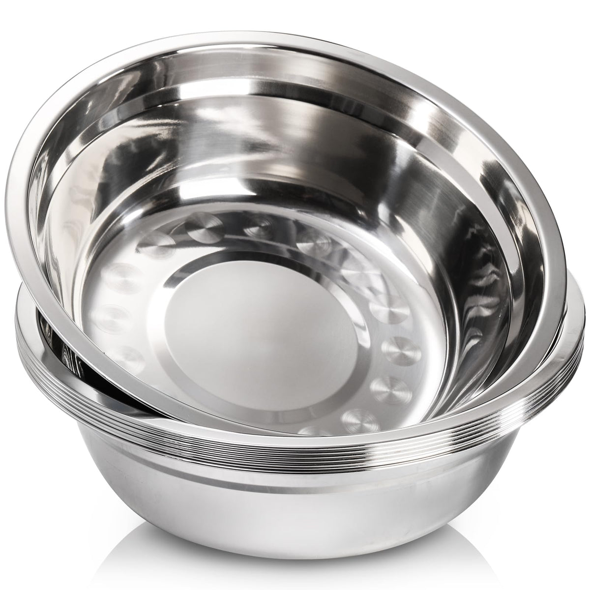 WUWEOT 8 Pack Stainless Steel Prep Bowls, 9.5" x 2.7" Wide Metal Mixing Bowls, 2 Quart Deep Serving Bowl, Round Camping Plates for Cooking, Baking, Prepping, Serving