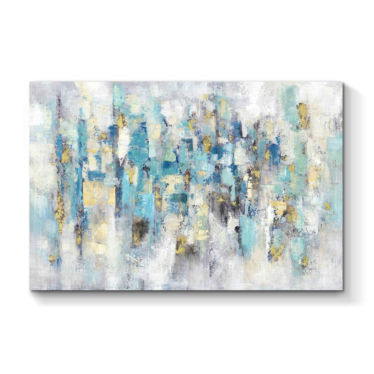 Abstract Modern Picture Wall Art: Blue Artwork Painting on Canvas for Office Living Room (45'' x 30'', Multiple Sizes)