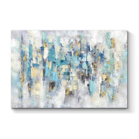 Abstract Modern Picture Wall Art: Blue Artwork Painting on Canvas for Office Living Room (45'' x 30'', Multiple Sizes)