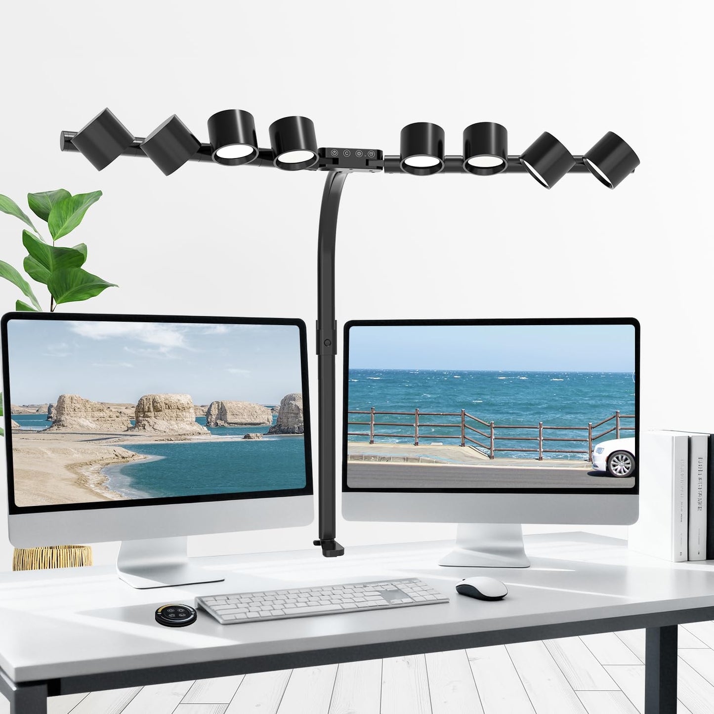 Omorepa 8 Light Sources Gooseneck Tree Desk Lamp with Clamp, 24W Eye-Care Bright LED Desk Light with Free Rotation, Dimmable Reading Table Light for Desktop Working,Drafting,Reading