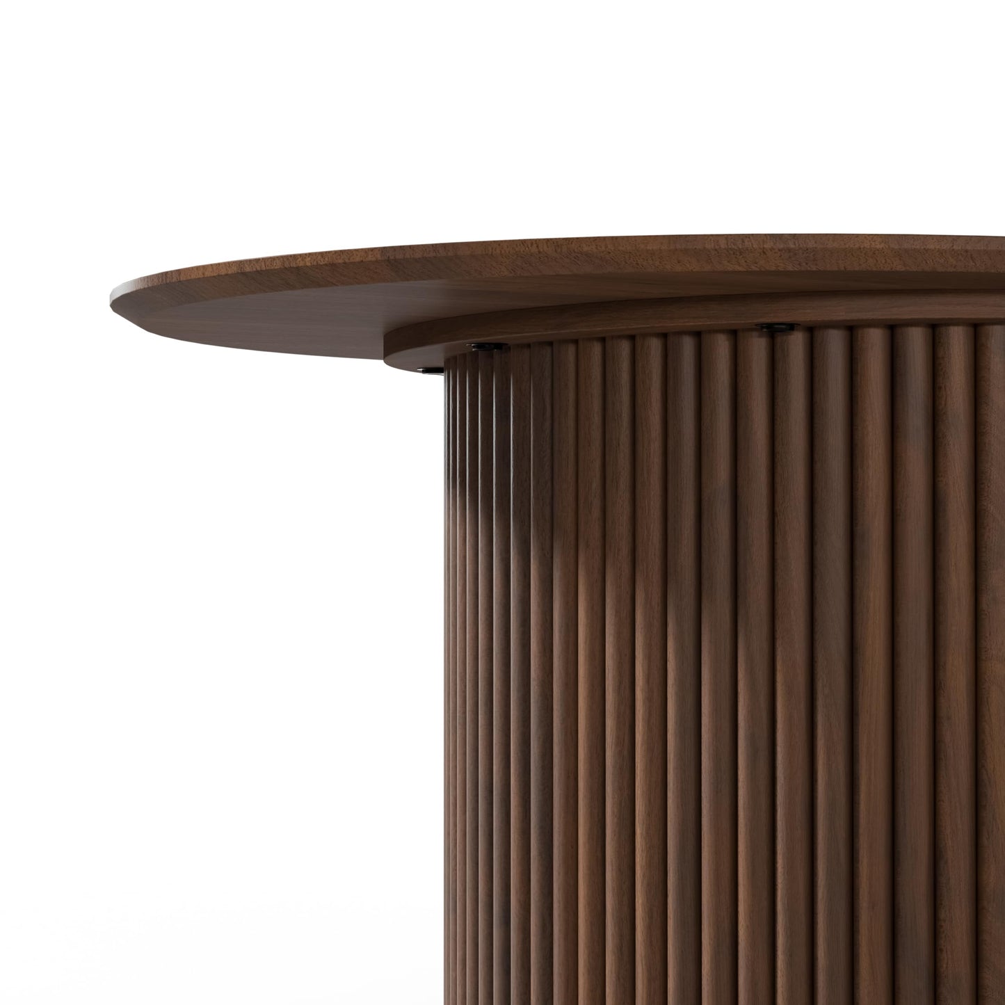 Casaphoria 79" Oval Dining Table with Fluted Pedestal Base, Mid-Century Modern Wood Kitchen Table for 6-8 Persons, Large Executive Desk for Home Office, Solid Walnut Finish