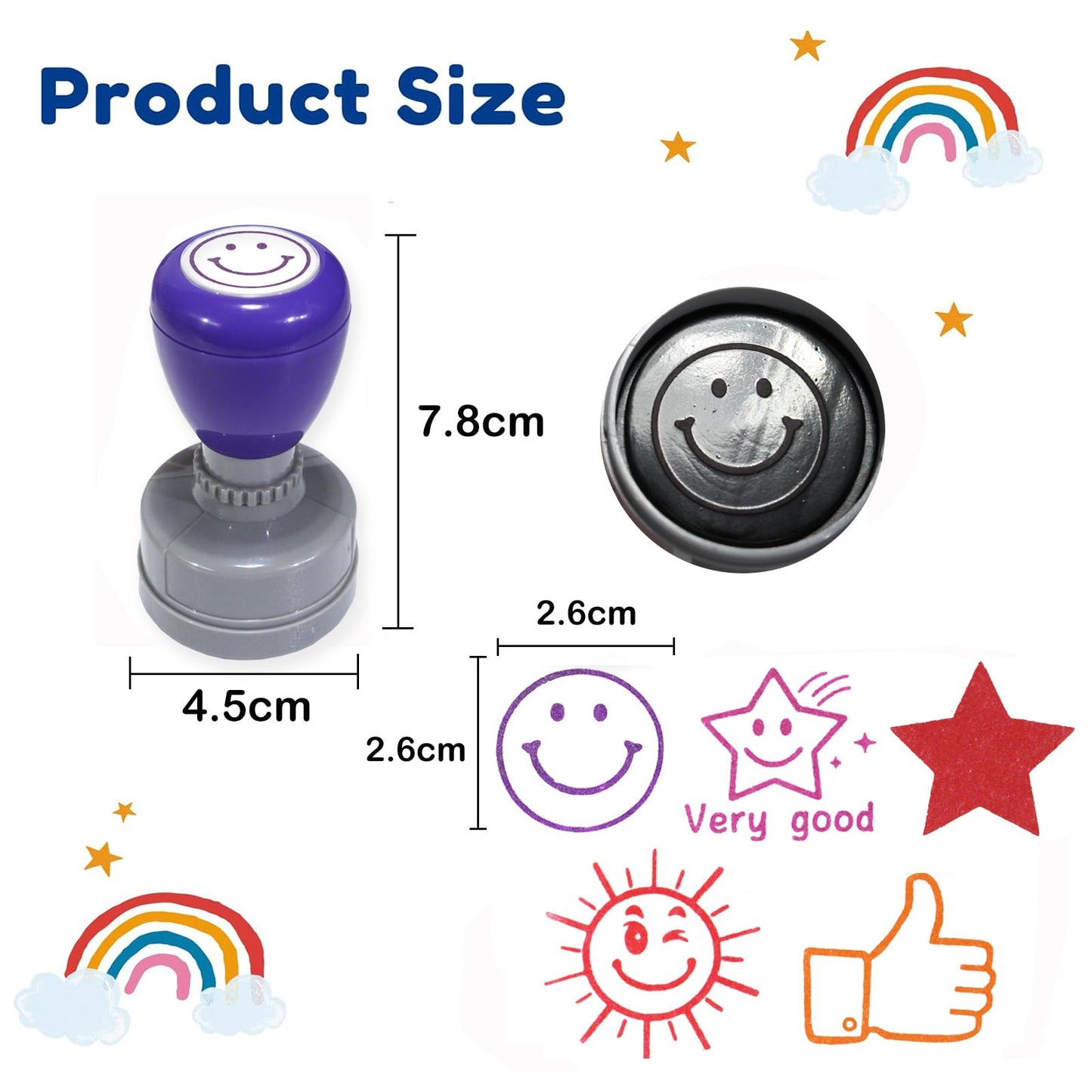 5-Pcs Self-Inking Teacher Stamps Set – Fun Circle-Shaped Stamps for Classroom Rewards, Homework Grading & Student Motivation