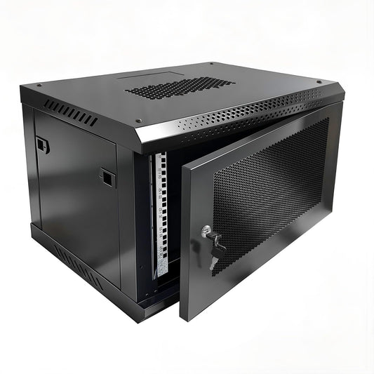6U Wall Mount Server Cabinet - Heavy Duty Network Rack Enclosure with Cooling Fan, Locking Vented Door & Removable Side Panels, 17.7 Inch Deep, for IT/AV Equipment