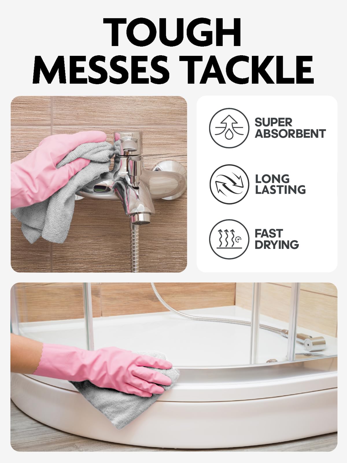 Fantasticlean Microfiber Cleaning Cloth Roll -75 Pack, Tear Away Microfiber Towels, 12" x 12", Reusable, Washable, Scratch Free, Ultra Absorbent Dishcloth for All-Around Cleaning Supplies (Grey)