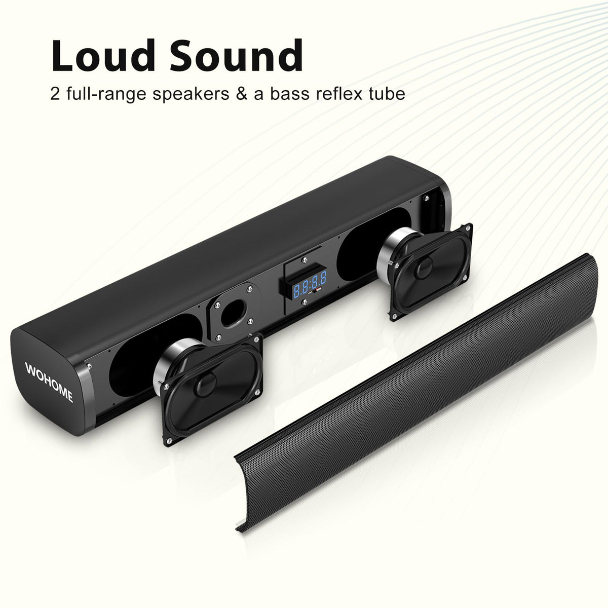 Wohome Sound Bar for Smart TV with Wired Subwoofers, 2.1 Channel Small TV Soundbar Speakers, Home Theater Surround Sound System, Bluetooth 5.3/ ARC/Optical/AUX Connectivity