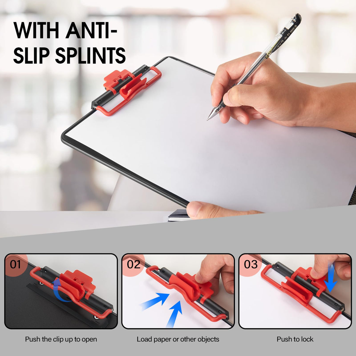 ZORVIDSON Clipboards with Pen Holder A4 Size 12.5x9 Inch Aluminum Protection Edge Clip Board for Classrooms, Offices, School, Doctor, Coaches [Upgraded Clip] (Black, 2 Pack)