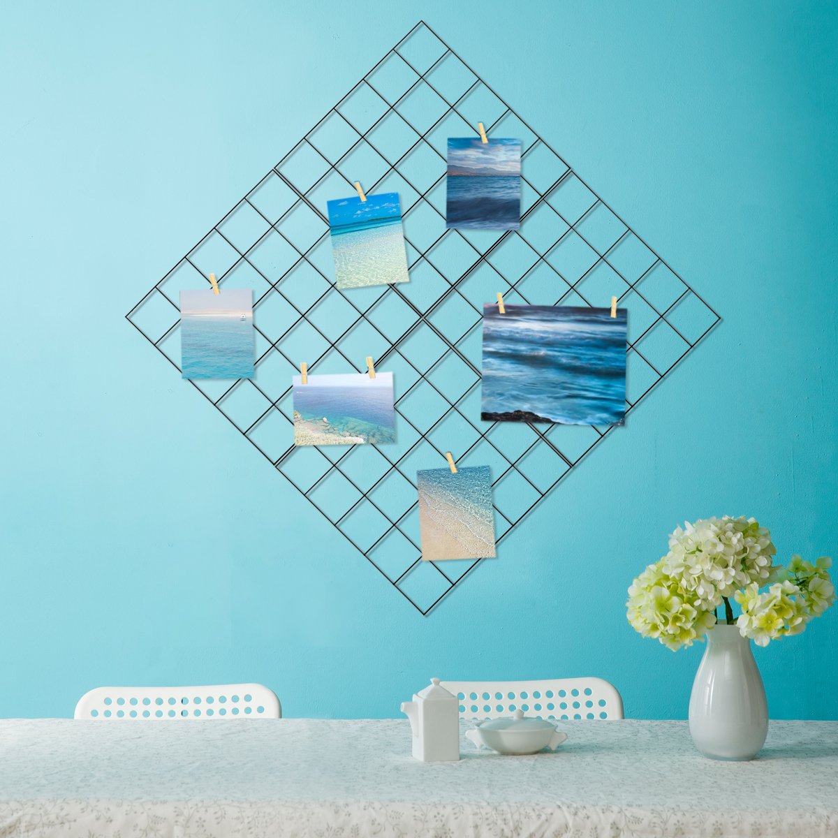 Ecjiuyi Wire Wall Grid Panel,4 Pcs Photo Pictures Memo Board Art Ins Frame Hanger Display,Office Home Living Room Kitchen Desk Storage Organizer Party Decorations