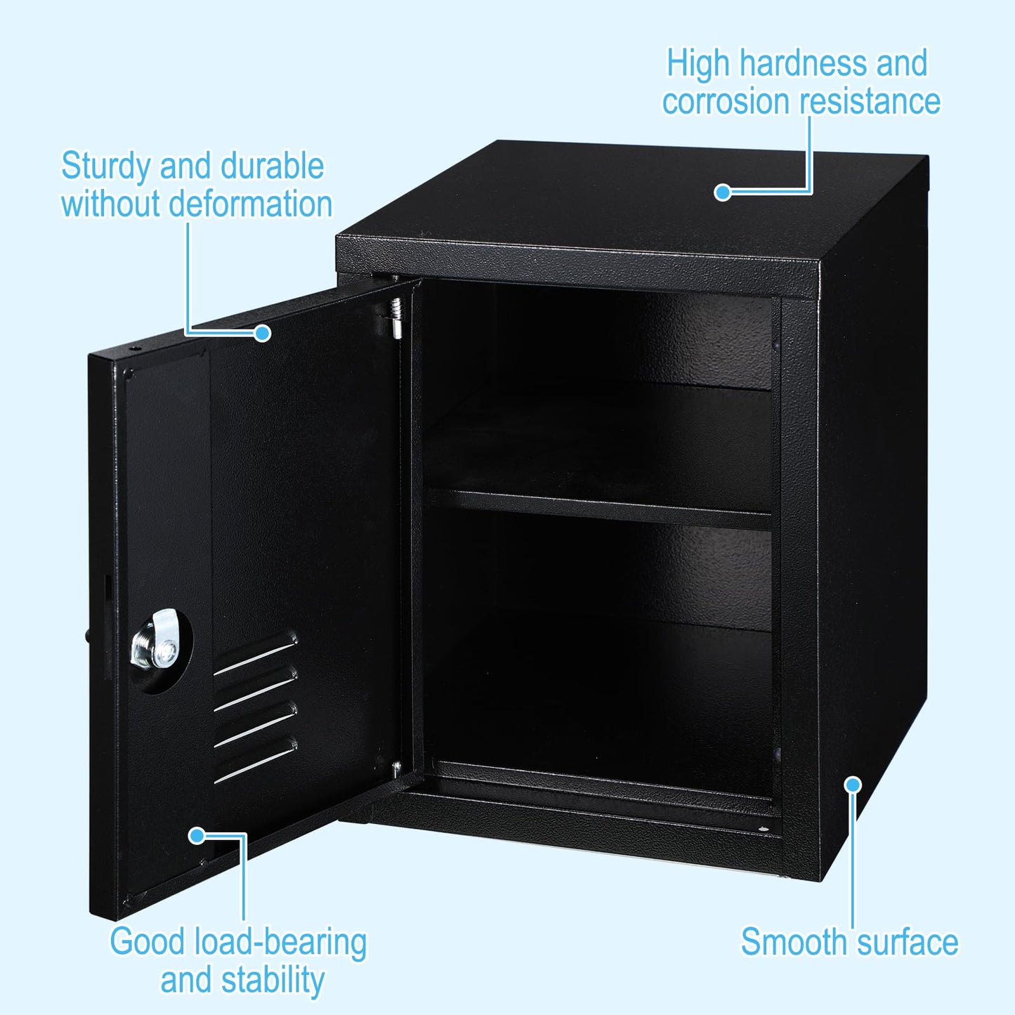 Suzile Lockable Storage Cabinet Metal Lockable Steel Storage Cabinet Organizer Lockers for Employees Vertical Metal Cabinets End Side Table Steel Bedside with Shelf(Black)