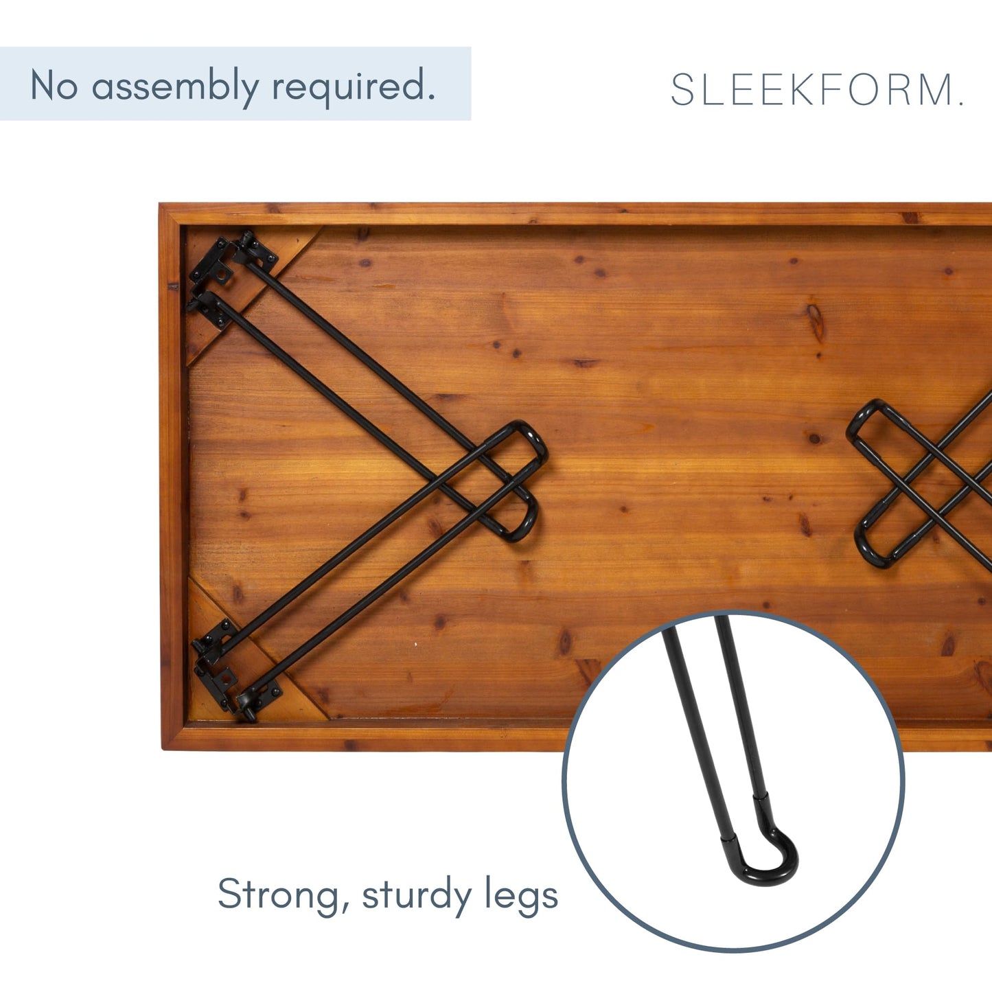 Sleekform Folding Wooden Coffee Table - Collapsible 20x40 Light Wood Mini Desk - Lightweight Foldable Coffee Table for Small Spaces - Fold Up Hairpin Legs - Walnut Wood Finish