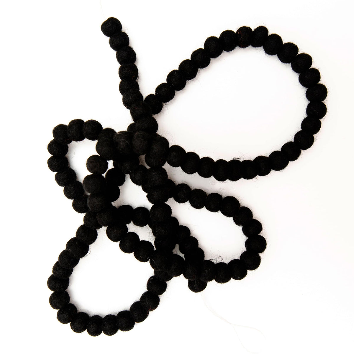 Black Pom Pom Garland New Years Eve Decoration Felt Ball Garland 5 Foot Mini Wool Balls Wool Black Birthday Party, Halloween Tree & Goth Christmas Decorations