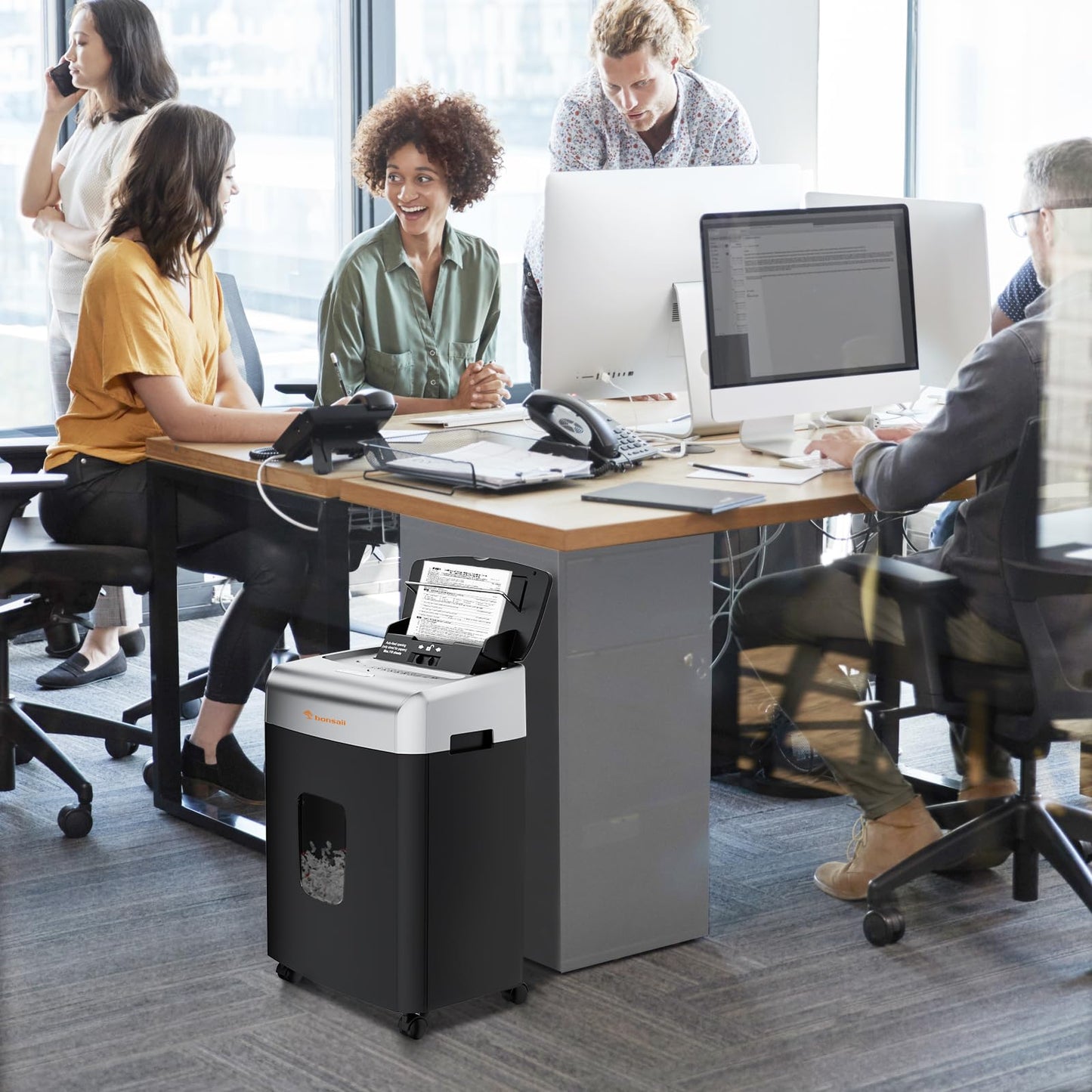 Bonsaii Paper Shredder for Office, 120-Sheet Autofeed Heavy Duty Shredder for Home Office Use, 30 Minutes/Micro Cut/P-4 High Security Level/6 Gallon Large Bin