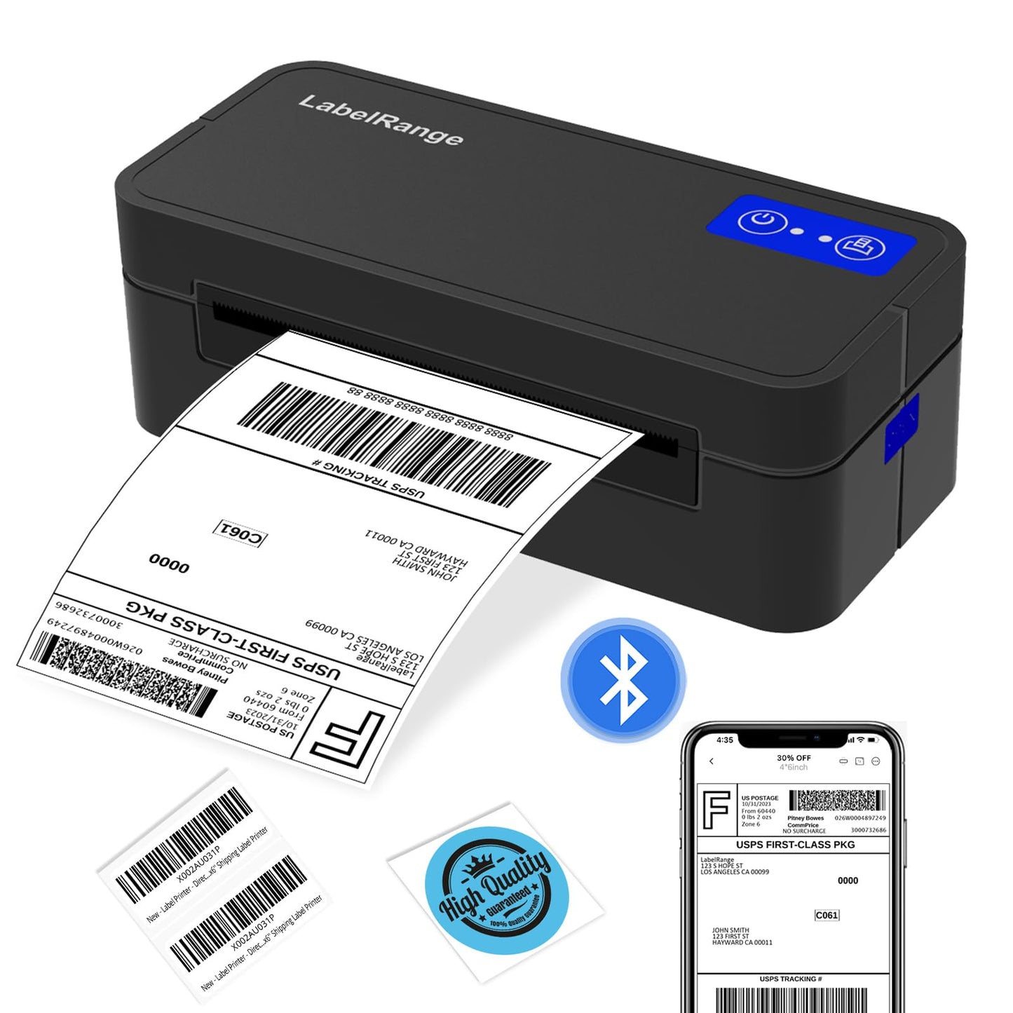 Bluetooth Thermal Label Printer for Mac, Windows, Phone, Tablet, Wireless 4x6 Shipping Label Printer for Shipping Packages, Support USPS, Amazon, Pirate Ship, Shopify