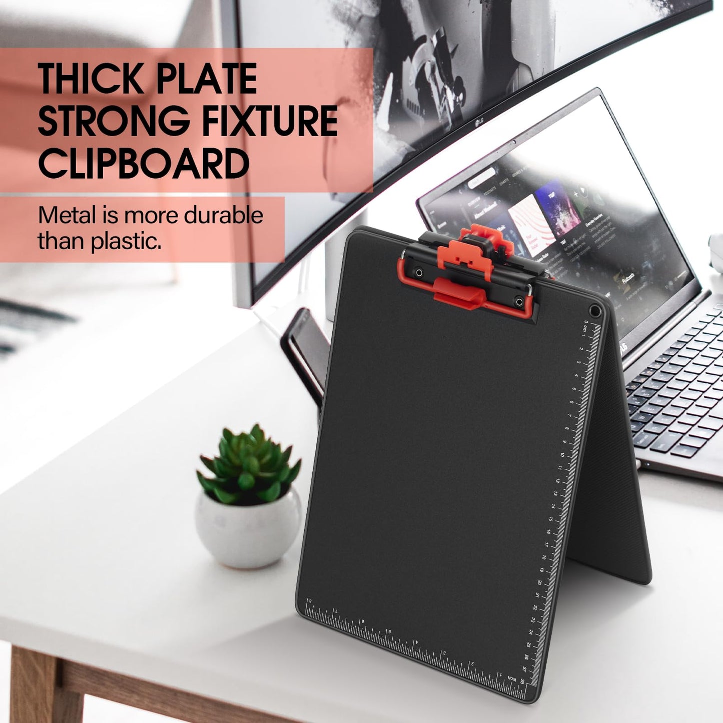 ZORVIDSON Clipboards with Pen Holder A4 Size 12.5x9 Inch Aluminum Protection Edge Clip Board for Classrooms, Offices, School, Doctor, Coaches [Upgraded Clip] (Black, 2 Pack)