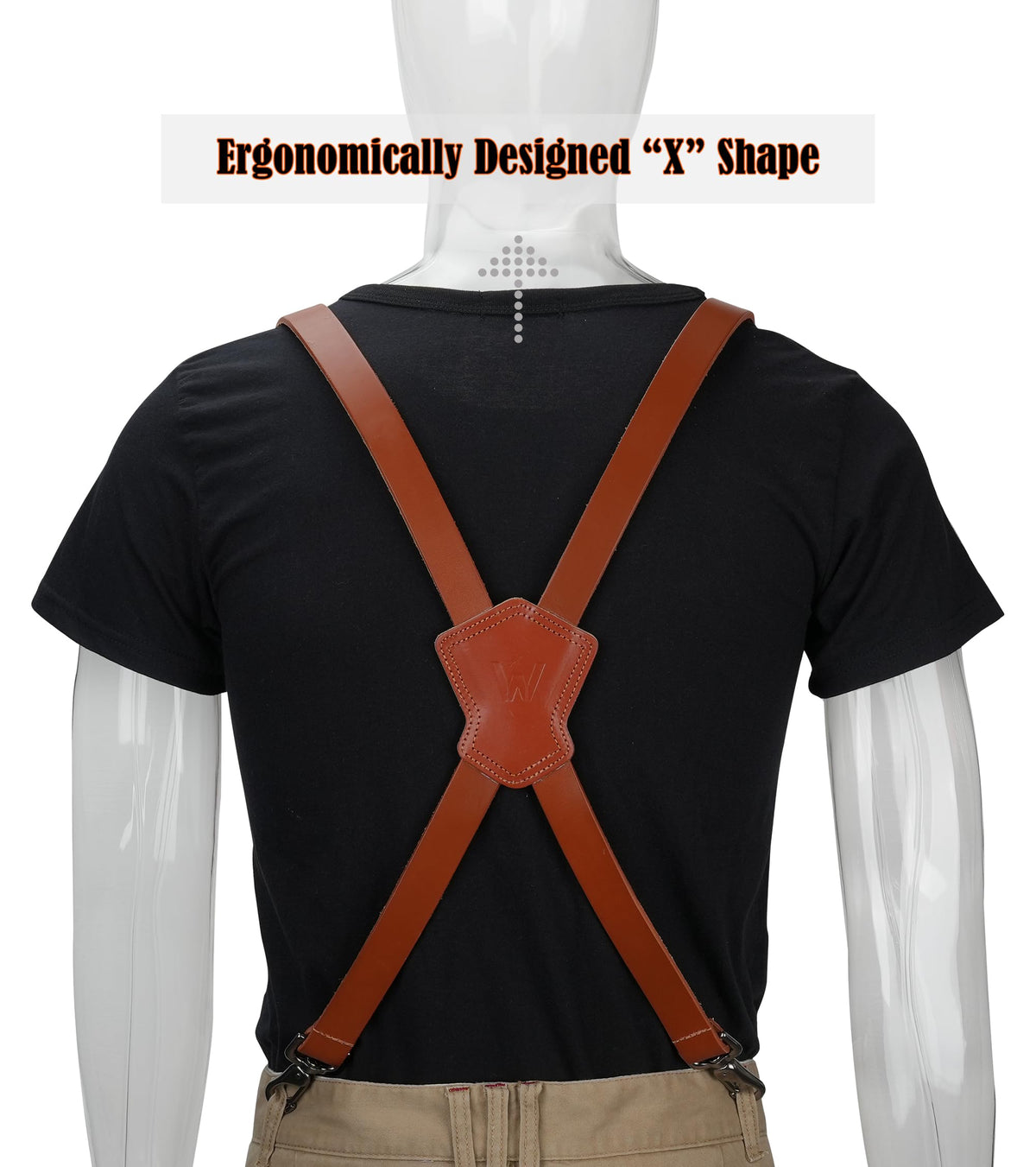 WELKINLAND Top-Grain Buffalo Leather Suspenders, Vintage Suspenders, Brown Leather Suspenders, Heavy Duty, Western Style
