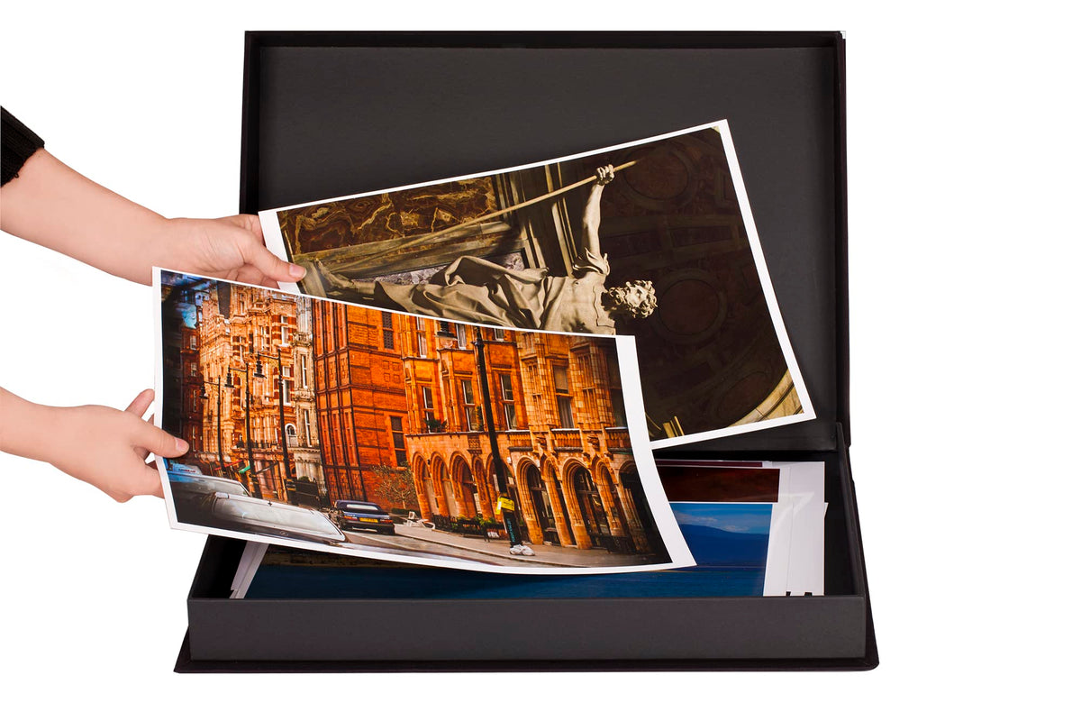 HG Art Concepts Eternity Archival Clamshell Photo Storage Box, Black - 8.5"x11" - For Storing Artwork, Photos & Documents, Deluxe Acid-Free, Sturdy & Lined With Archive-Quality Paper