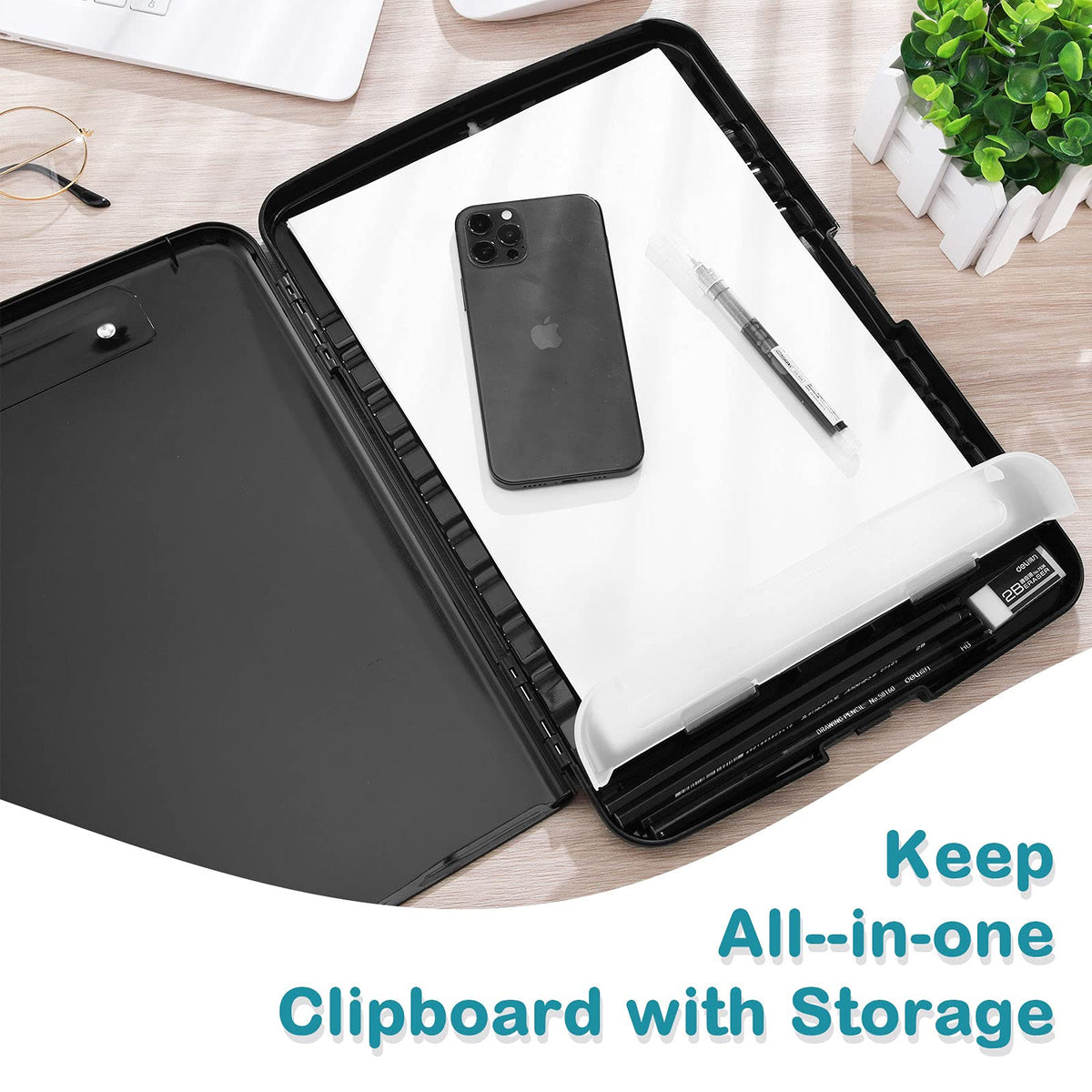 Epakh 4 Pcs Clipboard with Storage Plastic Nursing Clipboard with Pen Holder Folder Side Opening Storage with Low Profile Clip