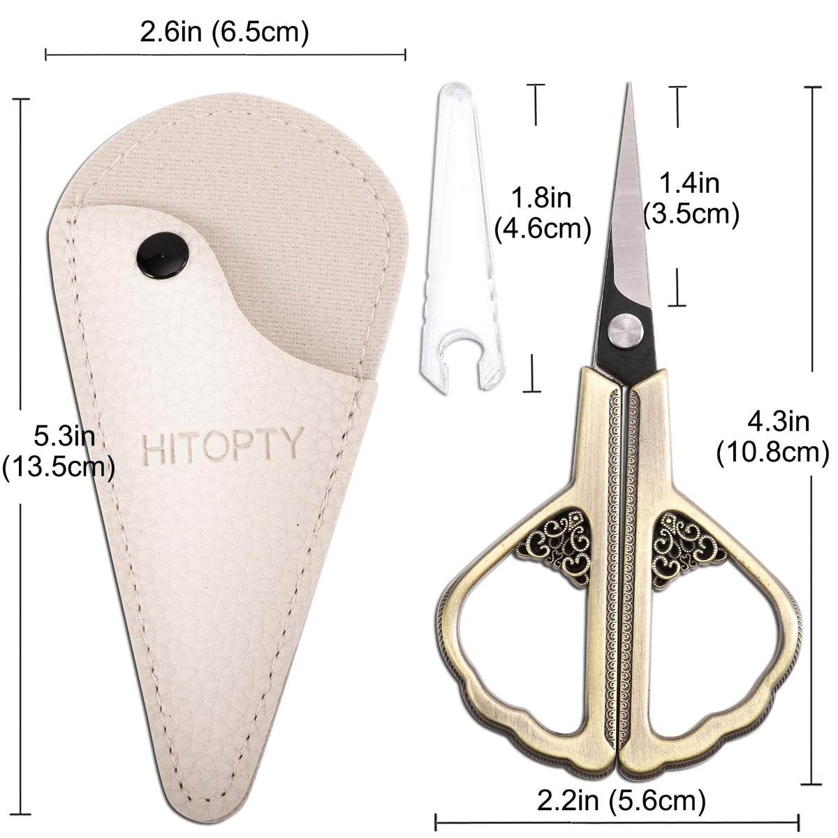 HITOPTY Precision Detail Scissors, Little Sharp Scissor with Cover, Mini Sewing Shears for Craft Needlework Art Work Thread Paper Cutting