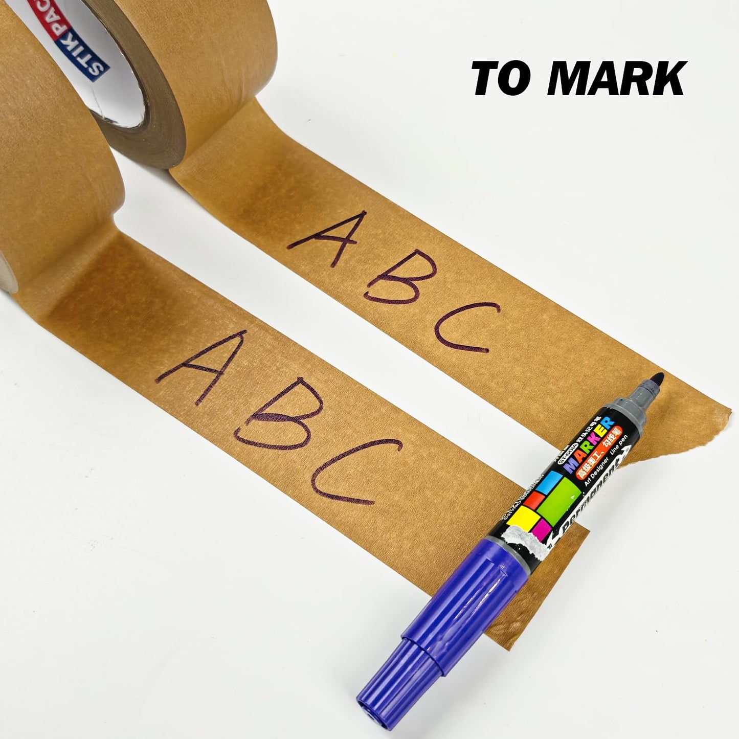 STIKPACK 3 Rolls, Kraft Paper Tape, Heavy Duty,50mm x 50m, Self-Adhesive and Easy to Tear,Eco-Friendly and Biodegradable, Writable,Uncoated, No Noise Paper Packaging Tape for Masking, Sealing,Packing
