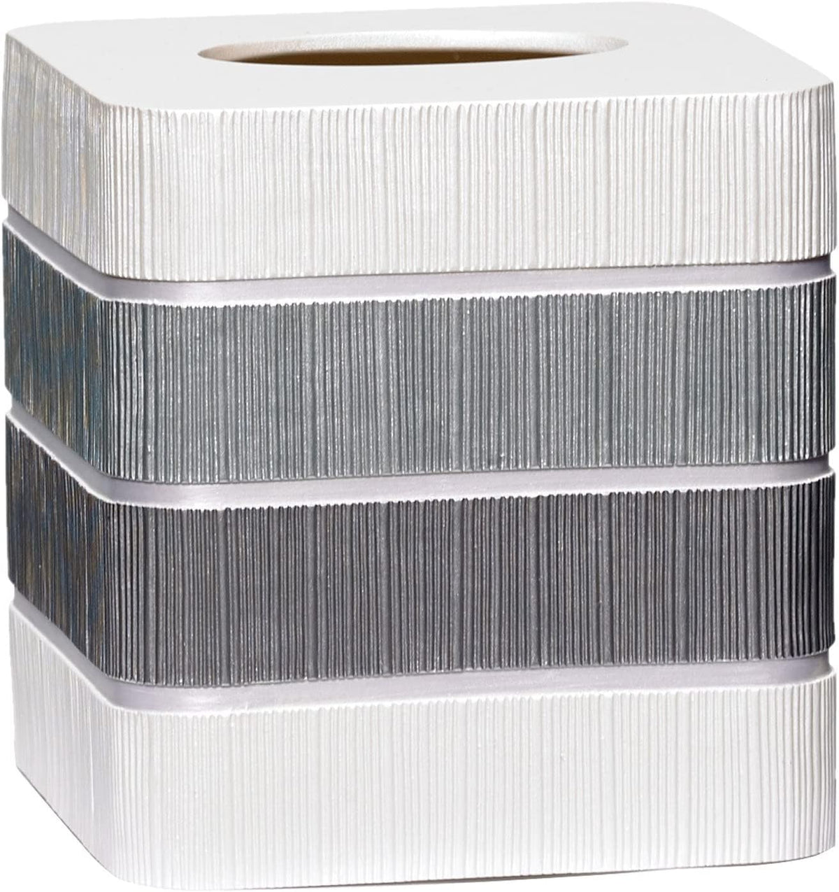 Modern Line Stylish Tissue Box Holder - Modern Classic Luxury Decor with Western Design - Square Tissue Cover for Bathroom, by Zahari Home