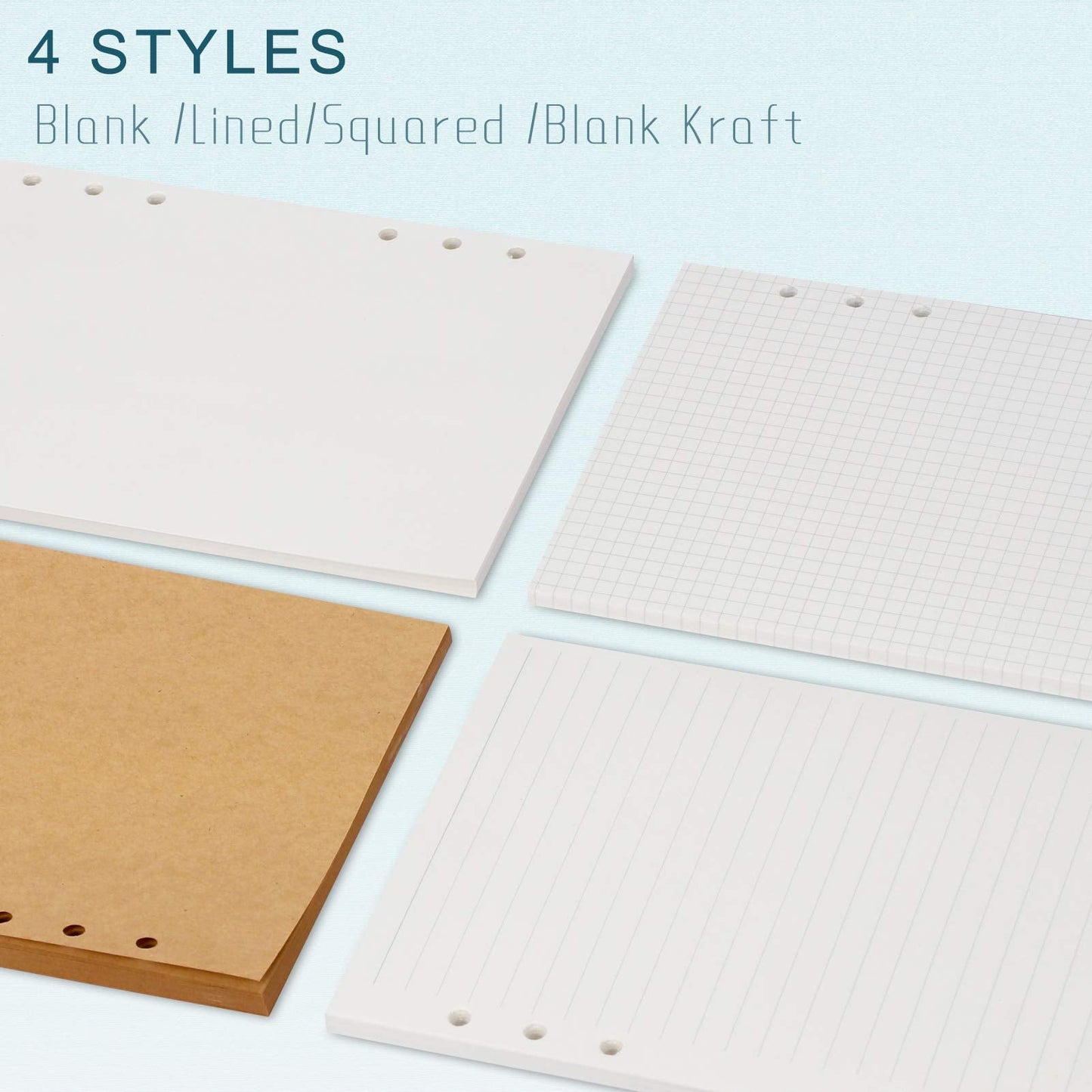 A5 Refill Paper, [3 Pack] Toplive 100GSM Thick Refillable 6 Hole Filler Inserts - 135 Sheets (270 Pages) for 6 Ring Binder Journal Notebook, Kraft