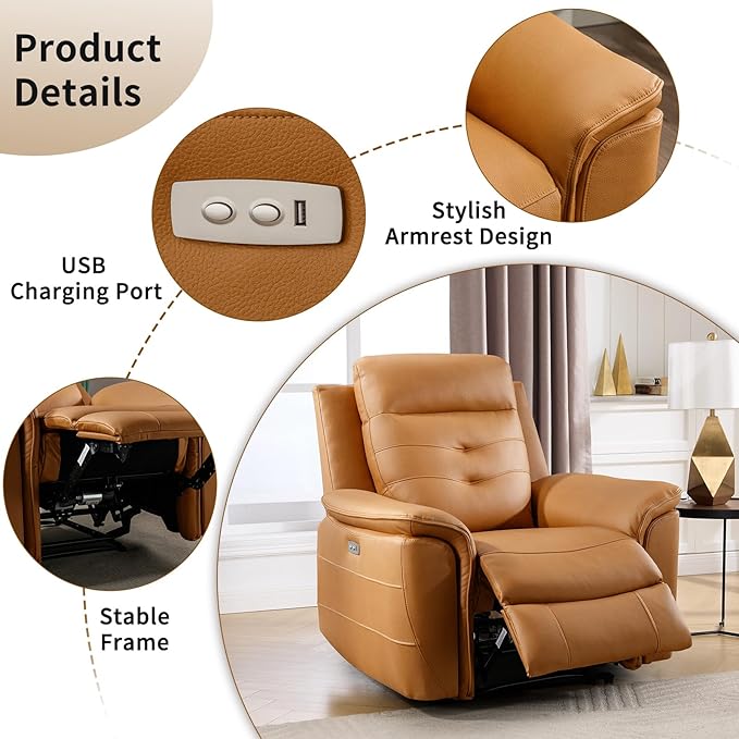 ANJ 3-Piece Faux Leather Power Recliner Sofa Set