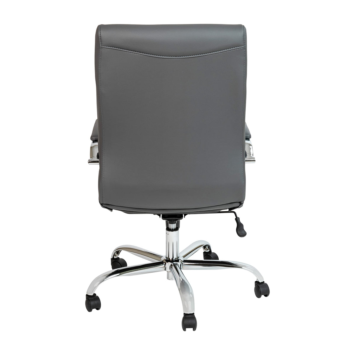 Flash Furniture Whitney High-Back Swivel LeatherSoft Desk Chair with Padded Seat and Armrests, Adjustable Height Padded Office Chair, Gray/Chrome