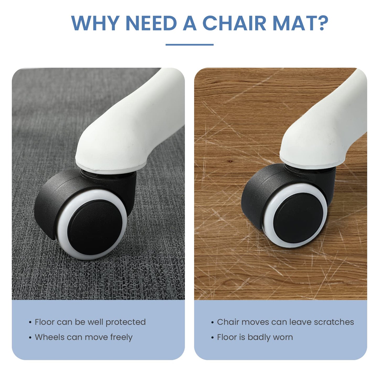 RccugmatS Chair Mat for Hardwood Floor, 36" x 48" Heavy Duty Office Chair Mat for Rolling Chairs, Anti Slip, Computer Chair Desk Mat, Floor Protector for Home Office, Graphite Texture