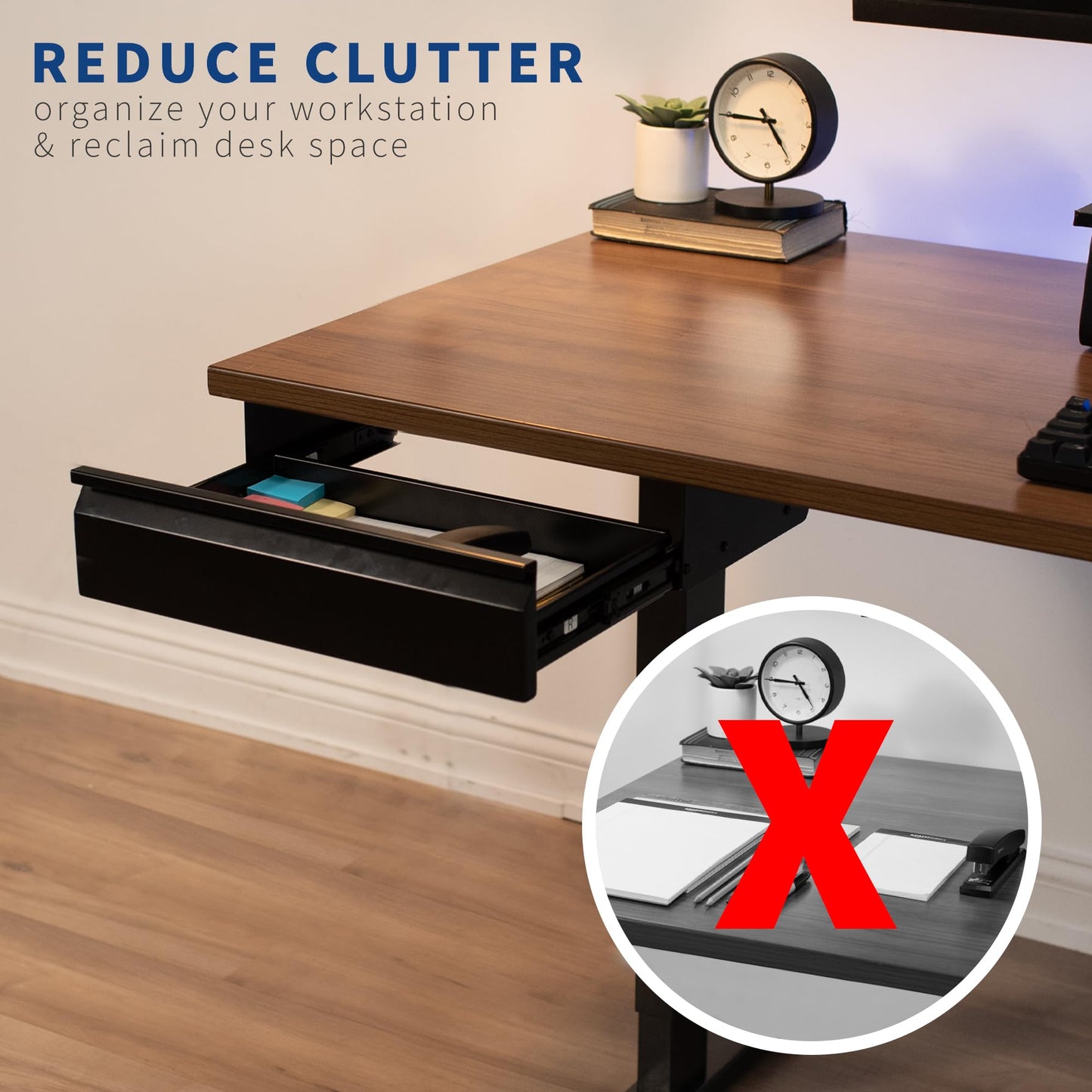 VIVO 16 Inch Under Desk Slide out Drawer without Shell, Home Office Storage Organizer, Steel, Black, DESK-AC03A-B