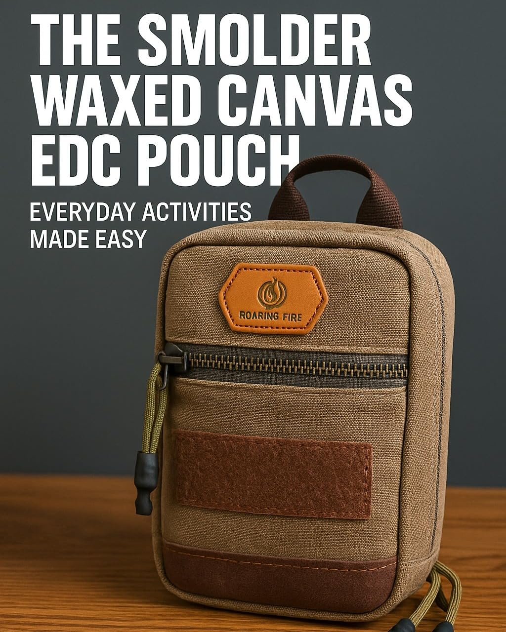 Roaring Fire Smolder Waxed Canvas Organizer - Tactical Molle Admin Pouch, EDC Tool Organizer with YKK Zippers, Molle Organizer Pouch for Everyday Carry Tool for Outdoor, Tactical, Survival