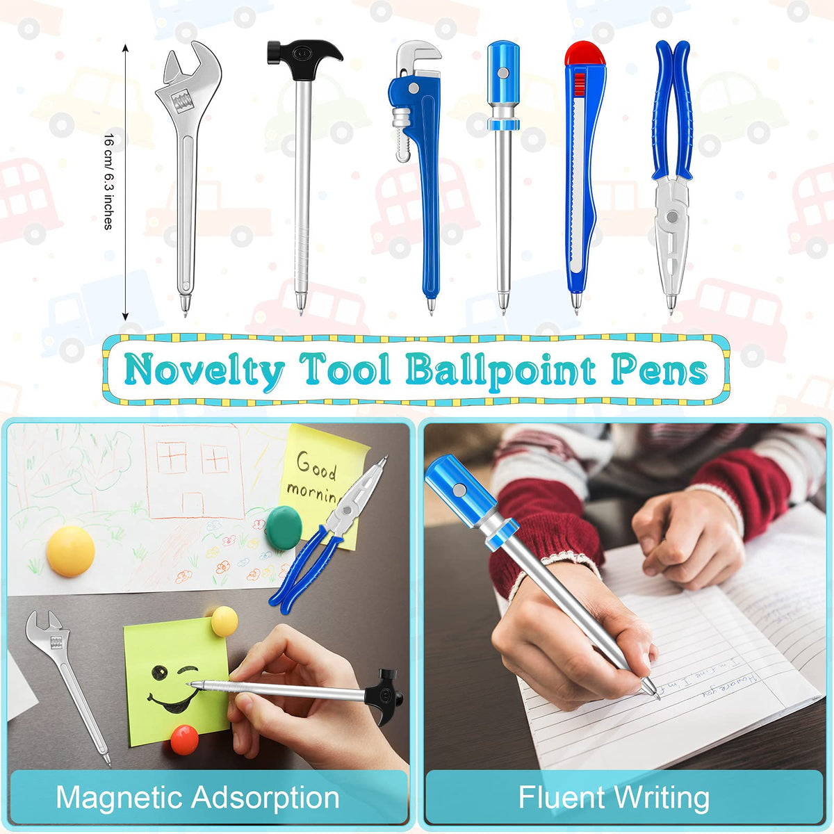 Zonon 6 Pcs Novelty Tool Pens Set with 2 Pcs Tire Shaped Pen Holder Writing Ballpoint for Man Desk Home Office Gift Accessories Organizer Tire Succulent Cactus Planter Pot Decoration