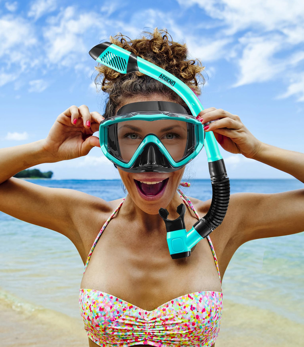 Aegend 2 Pack Snorkeling Gear for Adults, Dry Snorkel Set Panoramic View Enhanced Anti-Leak and Anti-Fog Technology, Adjustable Strap for Snorkeling Scuba Diving Swimming with Mesh Bag