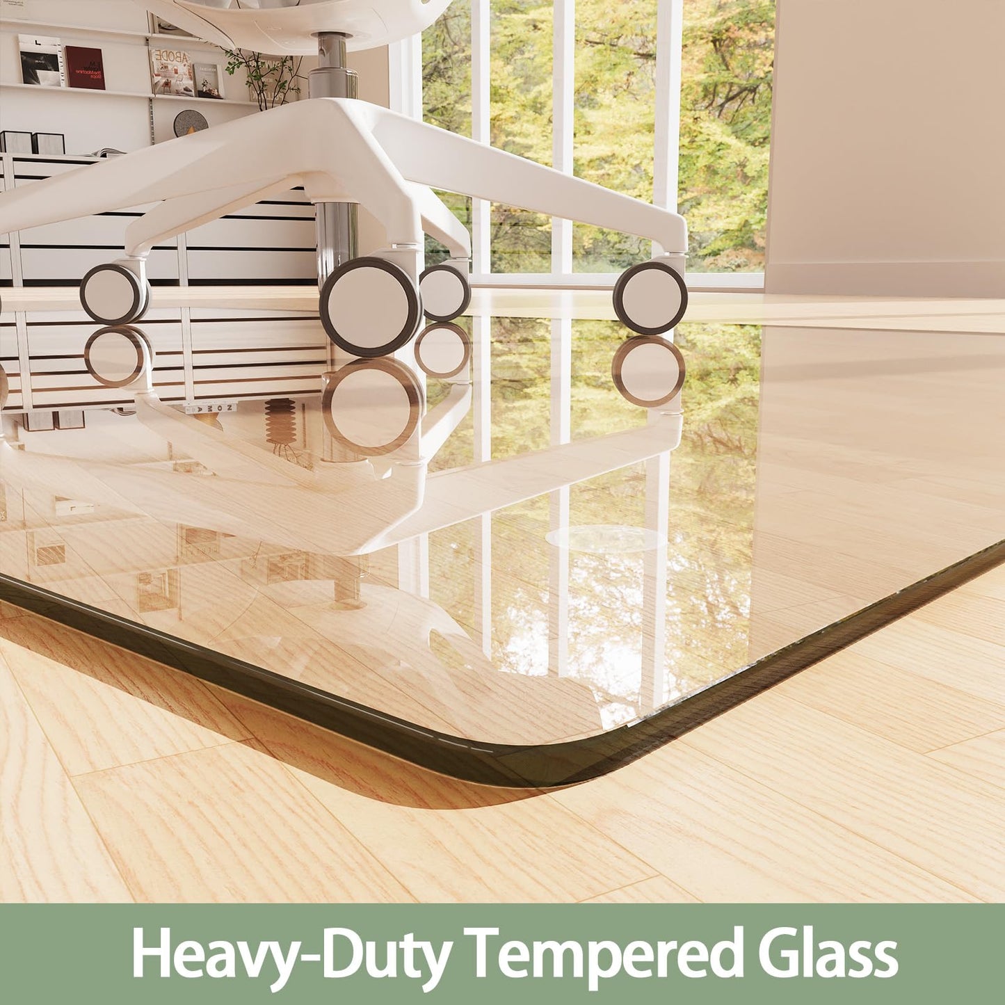 InfiniGlass Tempered Glass Chair Mat 80"x40" – Ultra-Clear Office Chair Mat for Hardwood Floors & Low-Pile Carpets – Heavy-Duty 0.2" Scratch-Resistant Surface with Non-Slip Pads – Supports 1,000 lbs