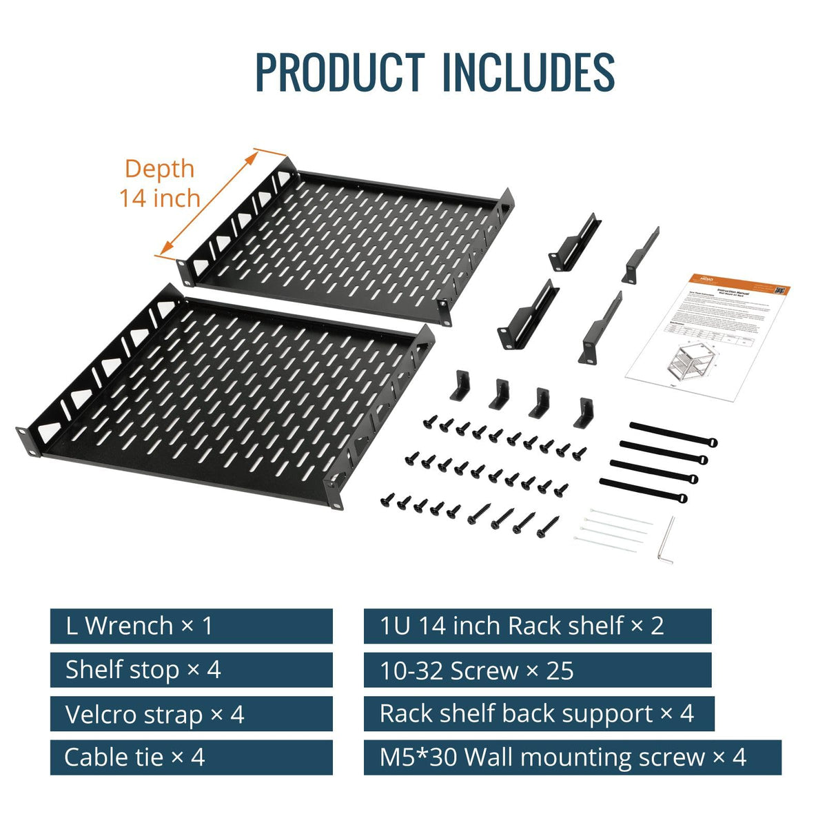 Tecmojo 20U Open Frame Network Rack for IT & AV Gear, AV Rack Floor Standing or Wall Mounted,with 2 PCS 1U Rack Shelves & Mounting Hardware,Network Rack for 19" Networking,Audio and Video Device