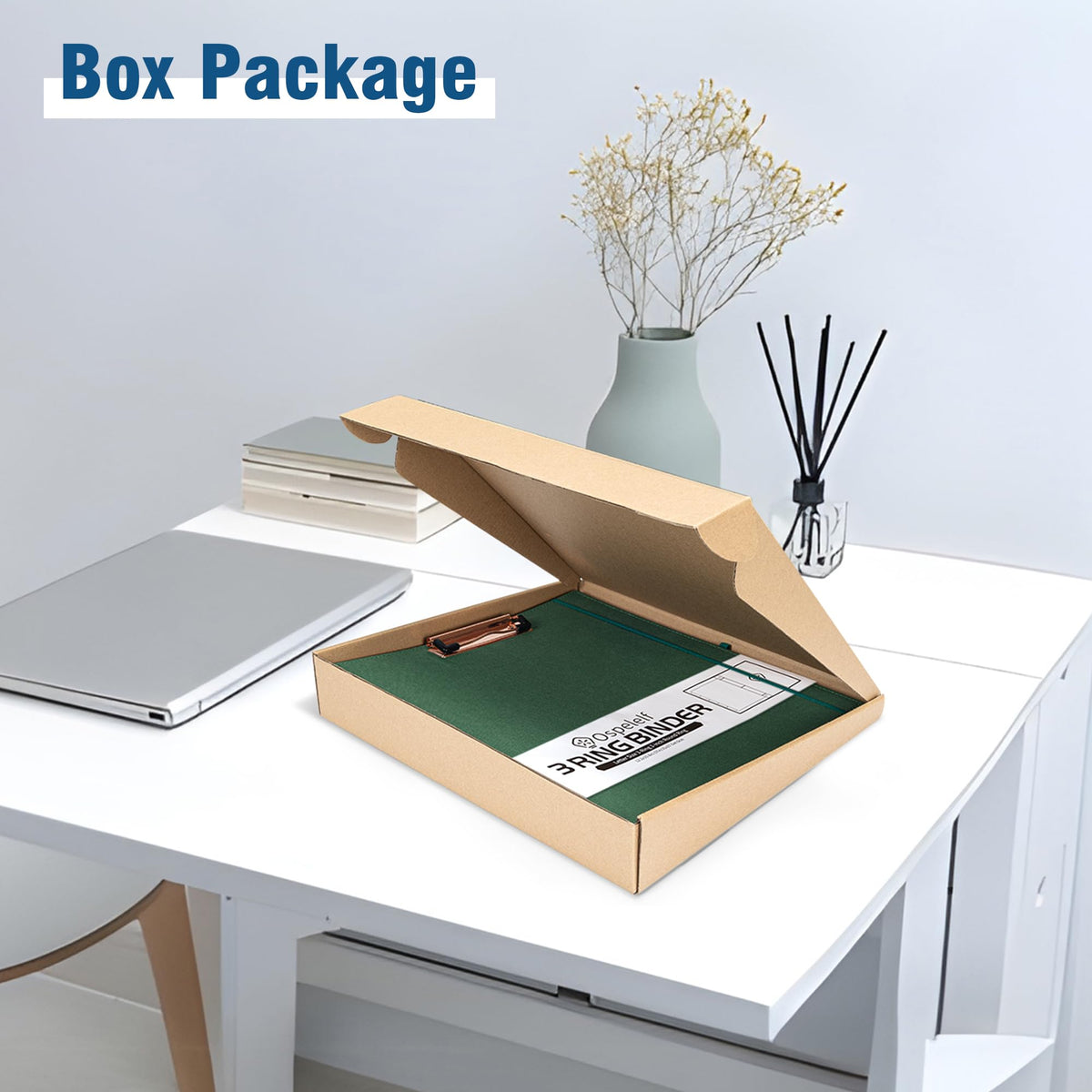 Ospelelf 3 Ring Binder 1 Inch Binder Organizer with Zipper Pouch, Linen Hardcover Portfolio Clipboards for Letter Size (8.5" x 11"), 5 Plastic Binder Dividers with 10 Pockets (Green)