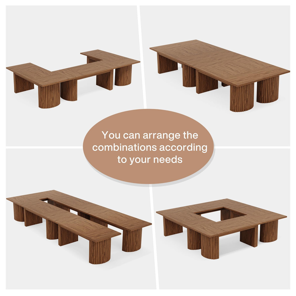 Tribesigns 78.7" Conference Table for 6-8 People, 6.56 ft Large Rectangle Meeting Table with Double Pedestal, Farmhouse Seminar Table Boardroom Desk for Office Meeting Conference Room, Walnut