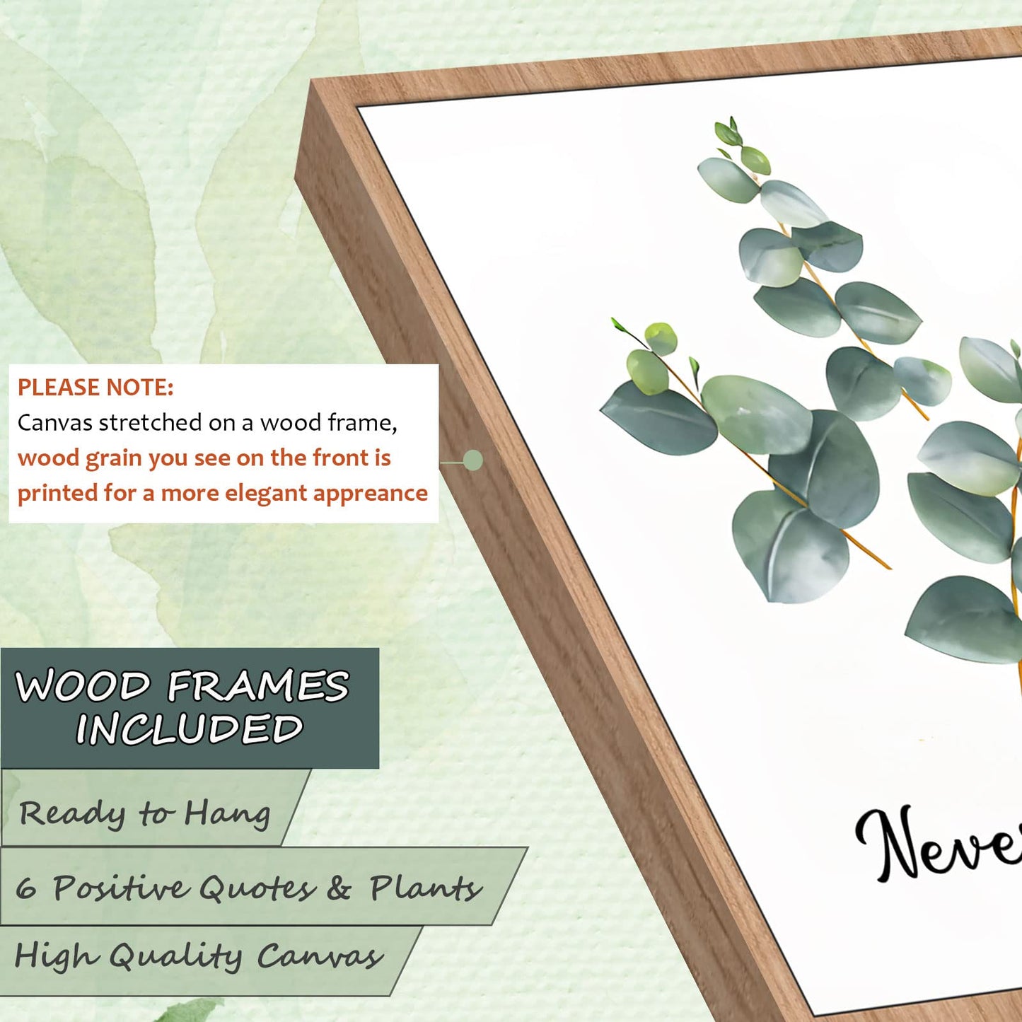 FRAMED Inspirational Wall Decor, Positive Affirmations & Motivational Art for Office, Bedroom & Classroom (Set of 6, 8x10in, Framed)