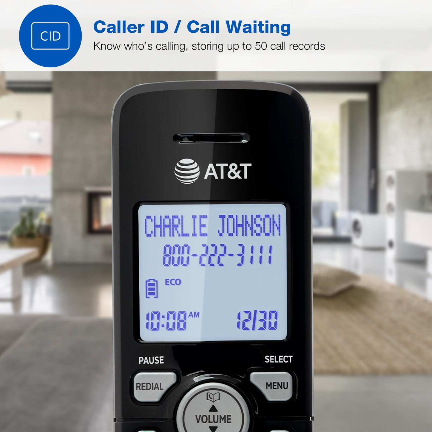 AT&T EL1121-21 2-Handset DECT 6.0 Cordless Landline Phone with Caller ID, Full-Duplex Speakerphone, Backlit Display & Keypad - Quiet & ECO Mode