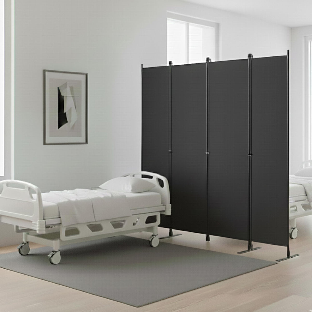 Room Divider 6FT Portable Folding Privacy Screen, 4 Panel Fabric Room Divider Freestanding Room Partition for Bedroom & Office，80" W X 71" H，Gray